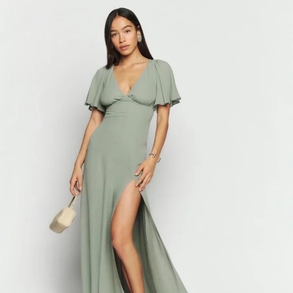 Reformation Shayla Maxi Dress In Seafoam Sage Size 8 - Picture 1 of 8